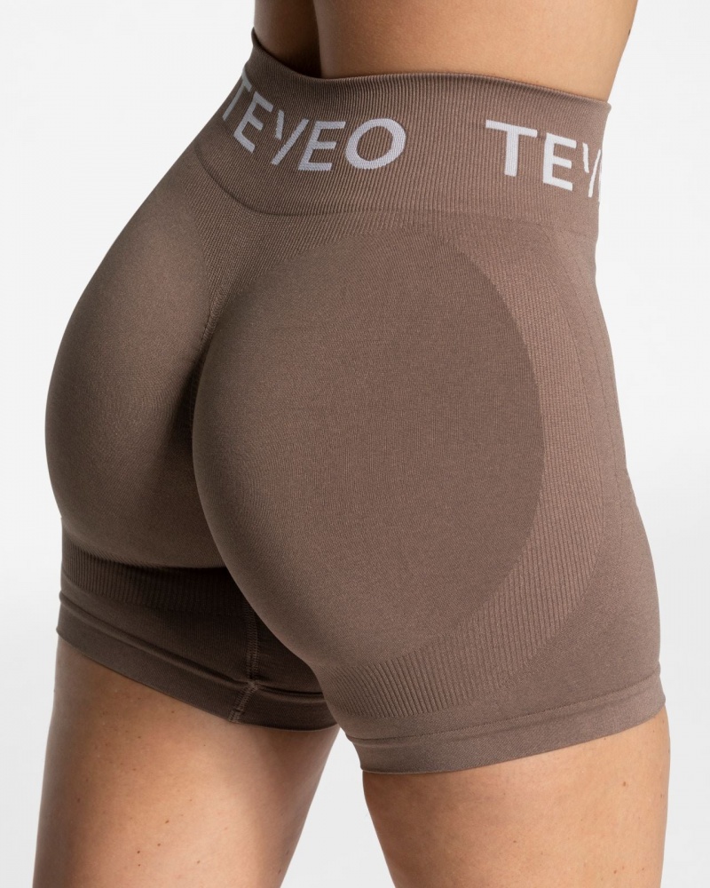 Women's Teveo Signature Scrunch Shorts Coffee | USA-9058SYQUW