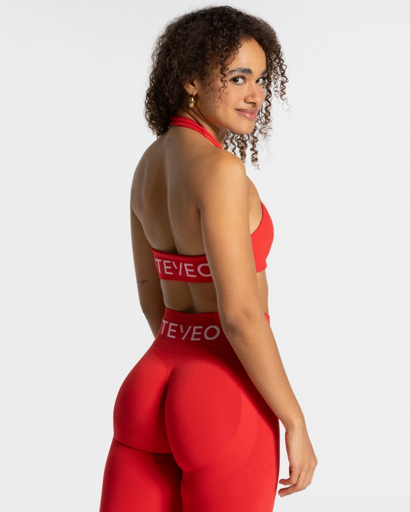 Women's Teveo Signature Twisted Sports Bra Red | USA-1809FQVAN