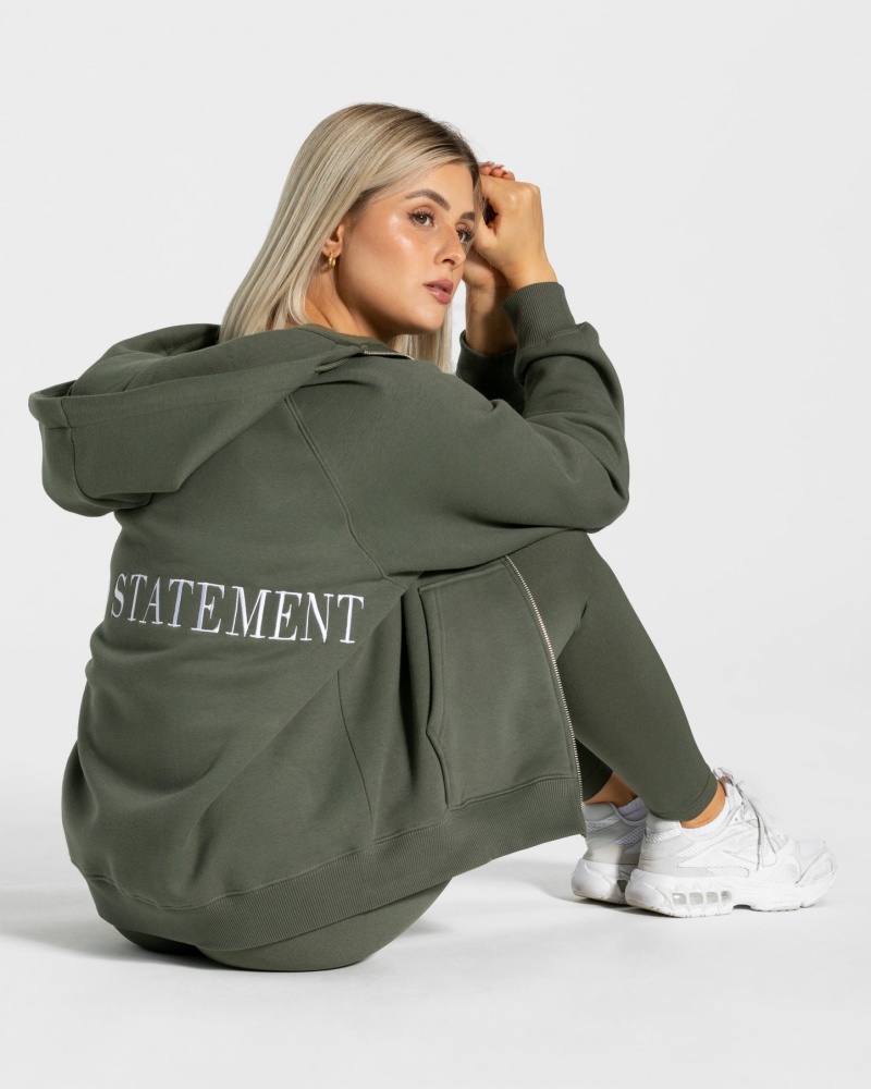 Women's Teveo Statement Oversized Jacket Khaki | USA-7643RPDZB