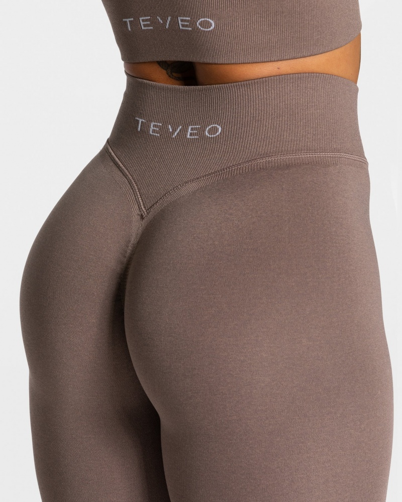 Women's Teveo Statement Scrunch Leggings Coffee | USA-3098NFWAX