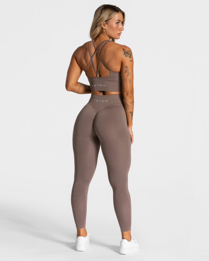 Women's Teveo Statement Scrunch Leggings Coffee | USA-3098NFWAX