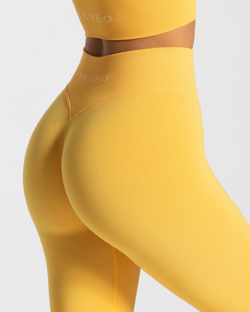 Women's Teveo Statement Scrunch Leggings Yellow | USA-0348LBYWE