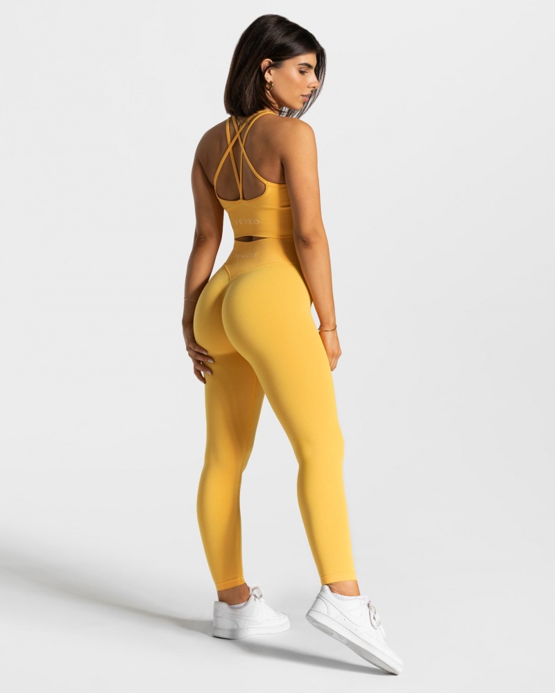 Women's Teveo Statement Scrunch Leggings Yellow | USA-0348LBYWE