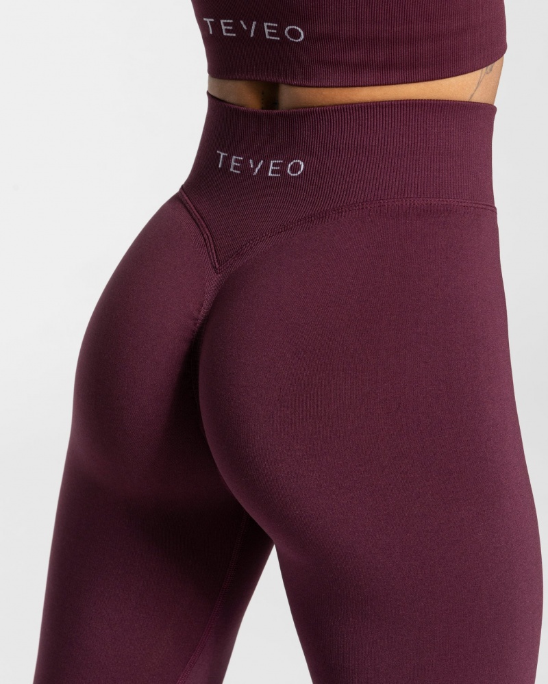 Women's Teveo Statement Scrunch Leggings Dark Purple | USA-0893KGYXM