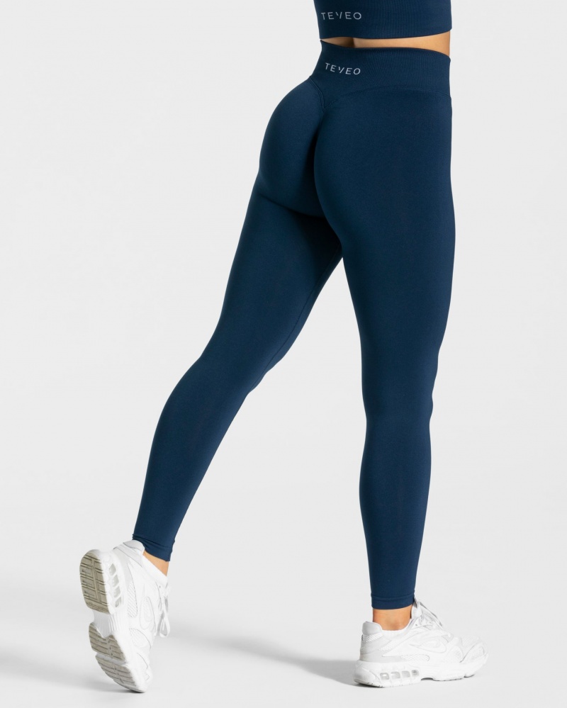 Women's Teveo Statement Scrunch Leggings Dark Blue | USA-6387LKWMA