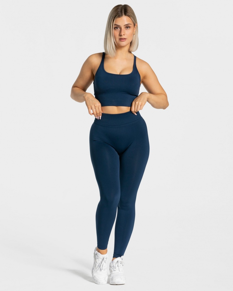 Women's Teveo Statement Scrunch Leggings Dark Blue | USA-6387LKWMA