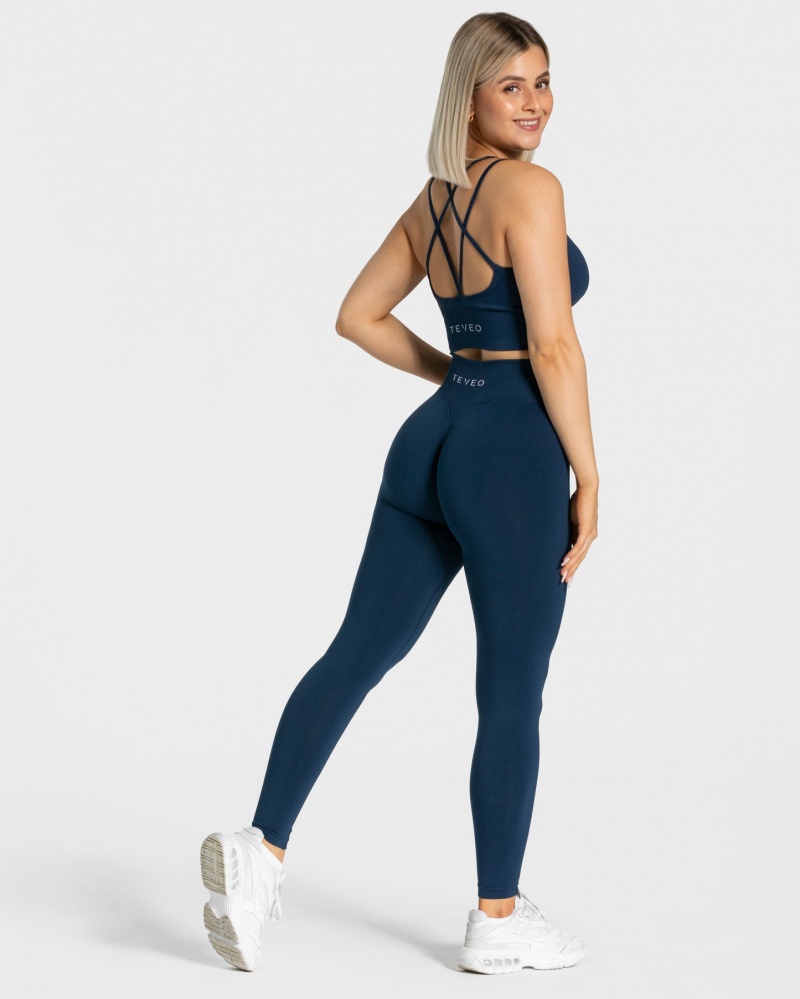 Women's Teveo Statement Scrunch Leggings Dark Blue | USA-6387LKWMA