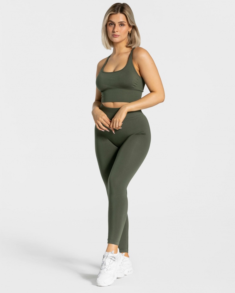 Women's Teveo Statement Scrunch Leggings Khaki | USA-6409VOJBW