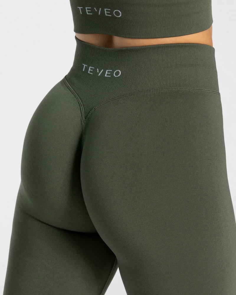 Women's Teveo Statement Scrunch Leggings Khaki | USA-6409VOJBW