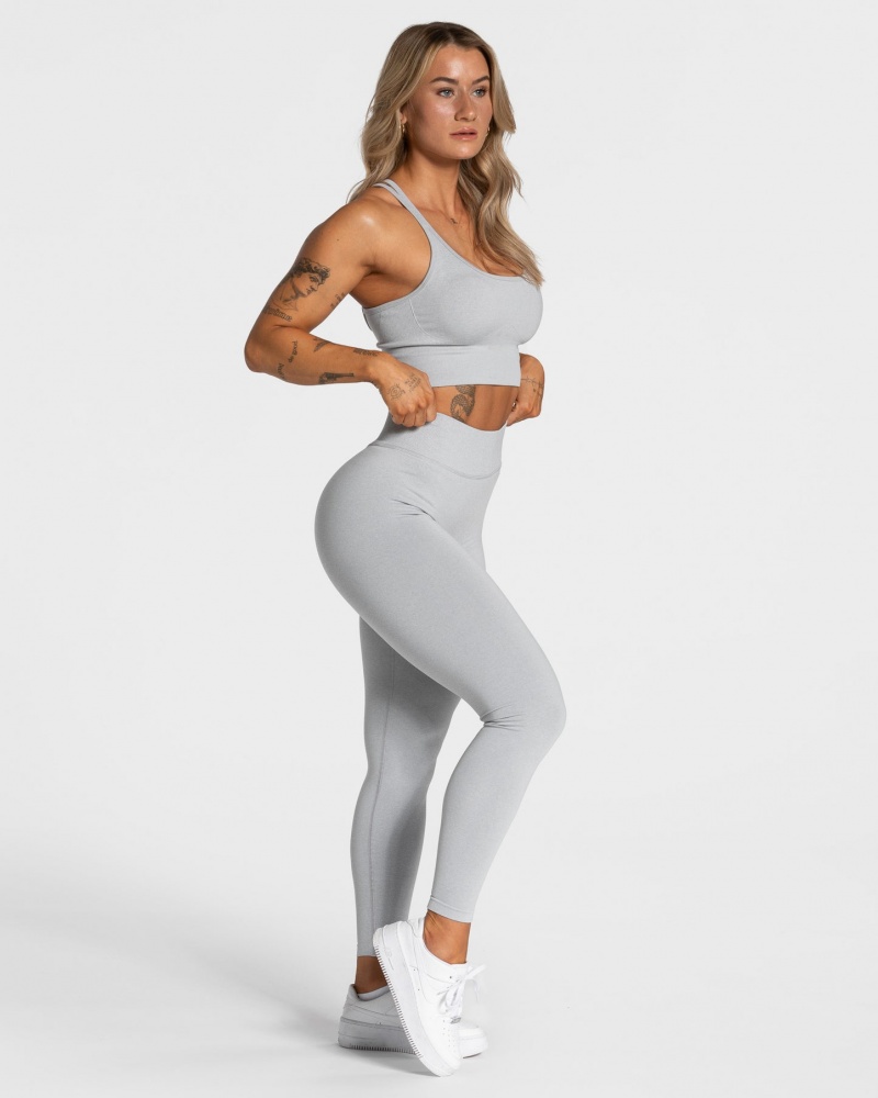 Women's Teveo Statement Scrunch Leggings Light Grey | USA-7681BGCLA