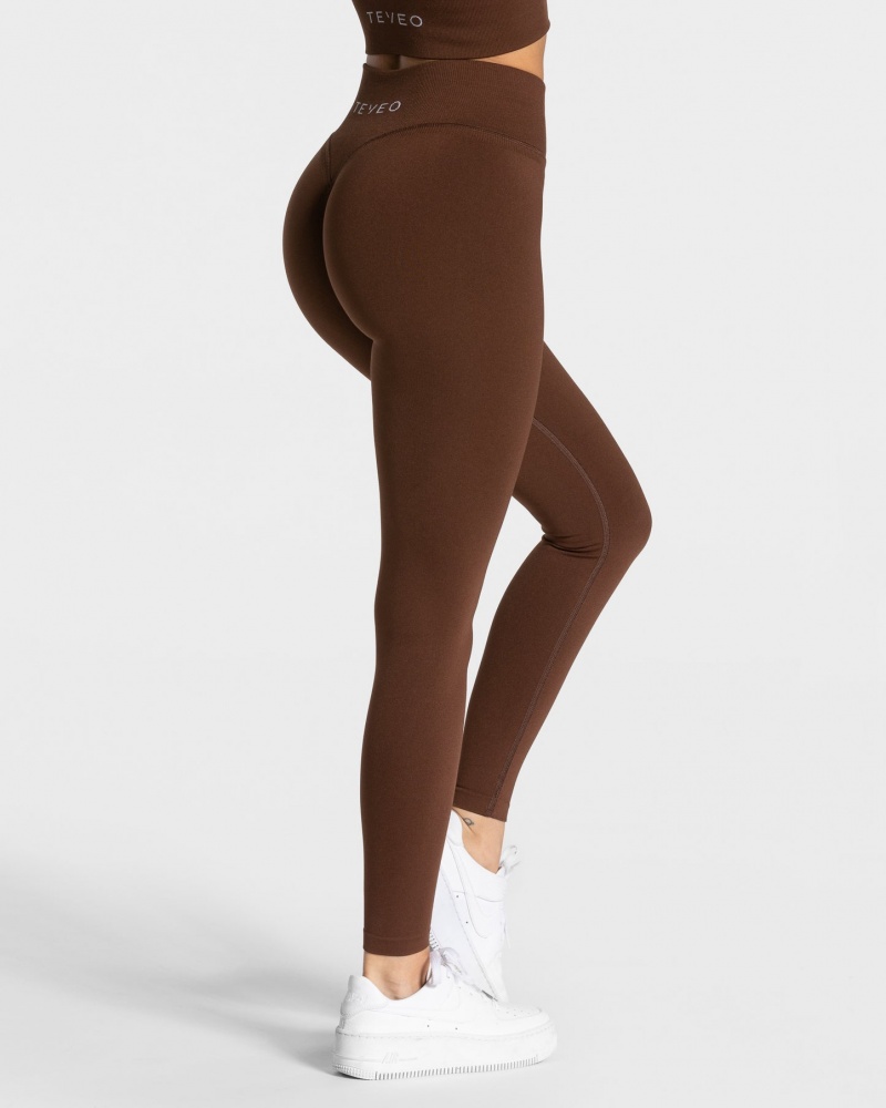 Women's Teveo Statement Scrunch Leggings Coffee | USA-4018TDXEG