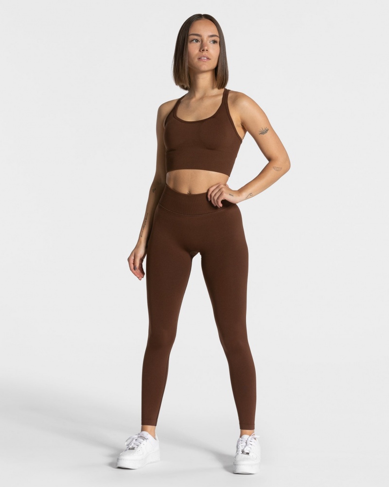 Women's Teveo Statement Scrunch Leggings Coffee | USA-4018TDXEG