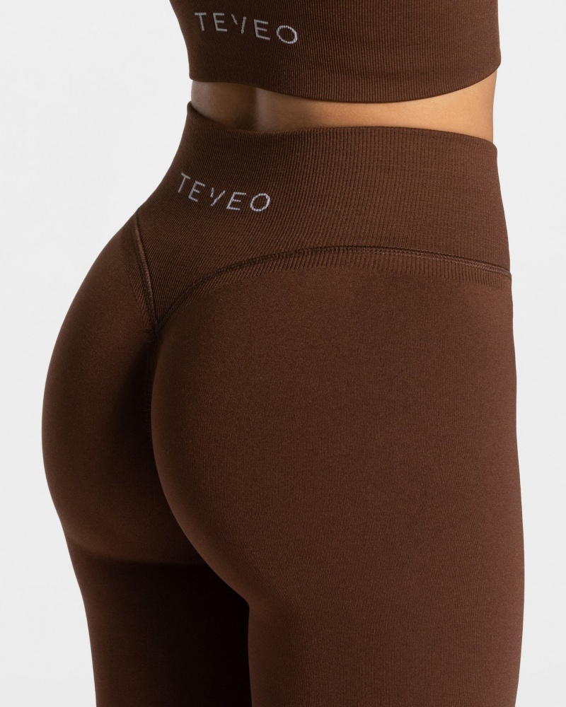 Women's Teveo Statement Scrunch Leggings Coffee | USA-4018TDXEG