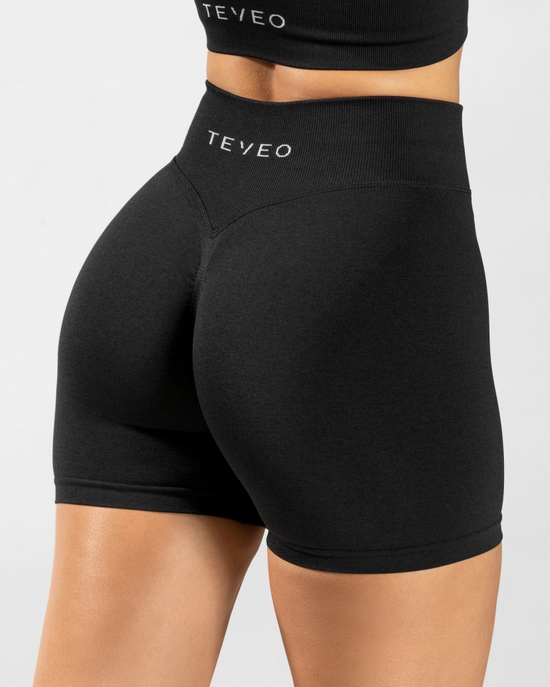 Women's Teveo Statement Scrunch Shorts Black | USA-0583FGXPJ