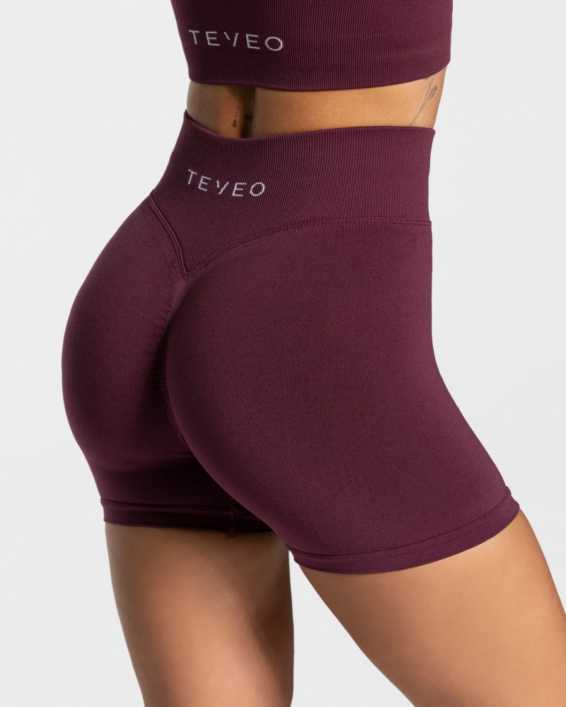 Women's Teveo Statement Scrunch Shorts Dark Purple | USA-0372LNUAS