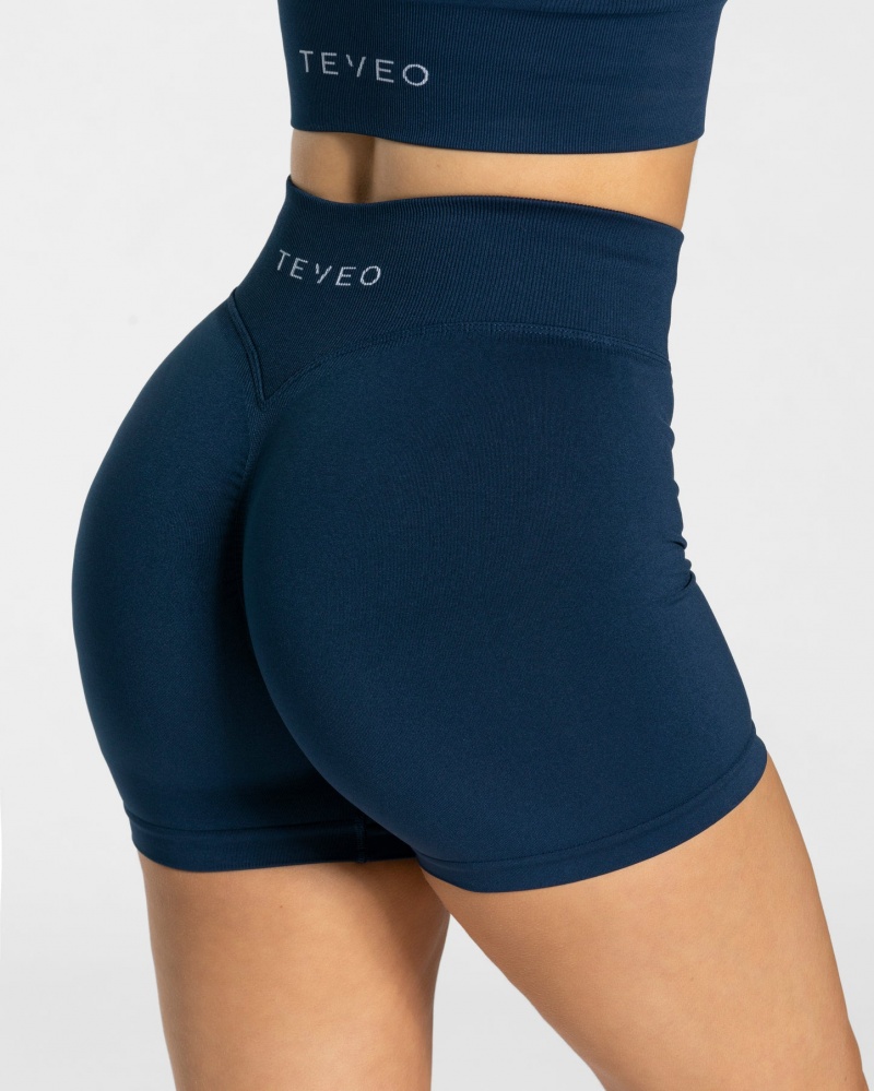 Women's Teveo Statement Scrunch Shorts Dark Blue | USA-2806YELNB