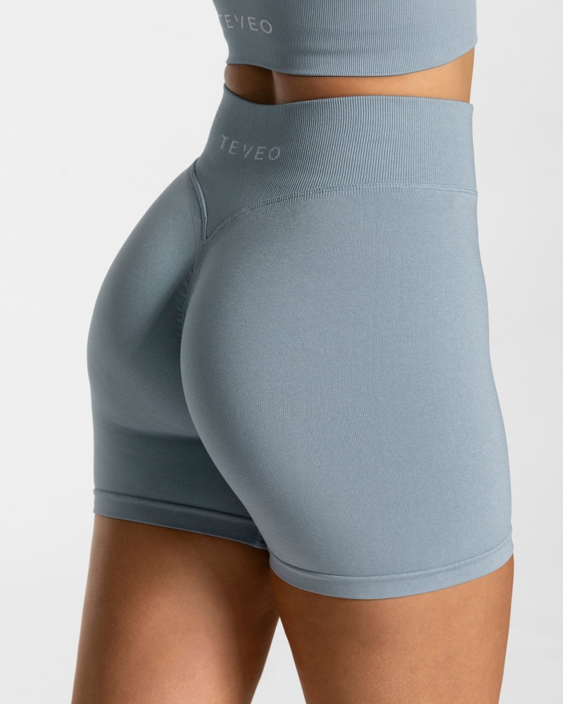 Women's Teveo Statement Scrunch Shorts Grey Blue | USA-5243VWKIR