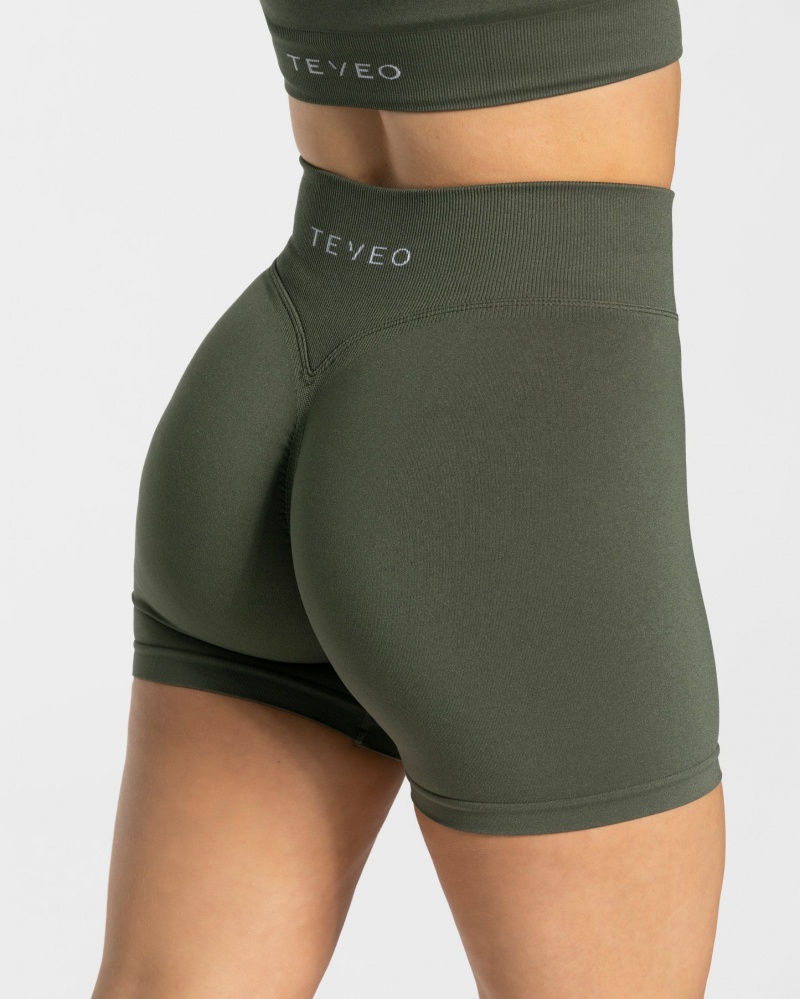 Women's Teveo Statement Scrunch Shorts Khaki | USA-8310HYJGU