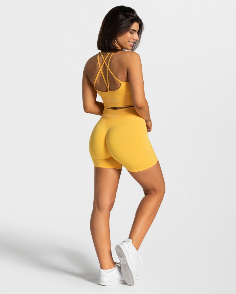 Women's Teveo Statement Scrunch Shorts Yellow | USA-6237UEYBA