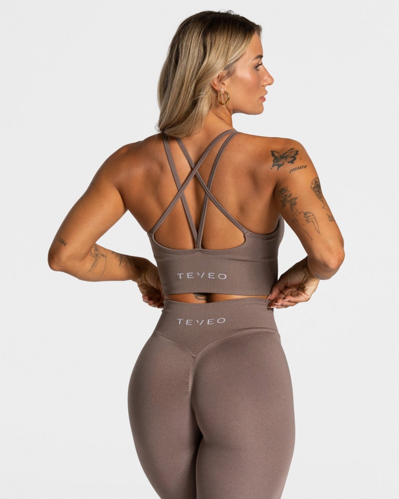 Women's Teveo Statement Sports Bra Coffee | USA-8150GBJHF