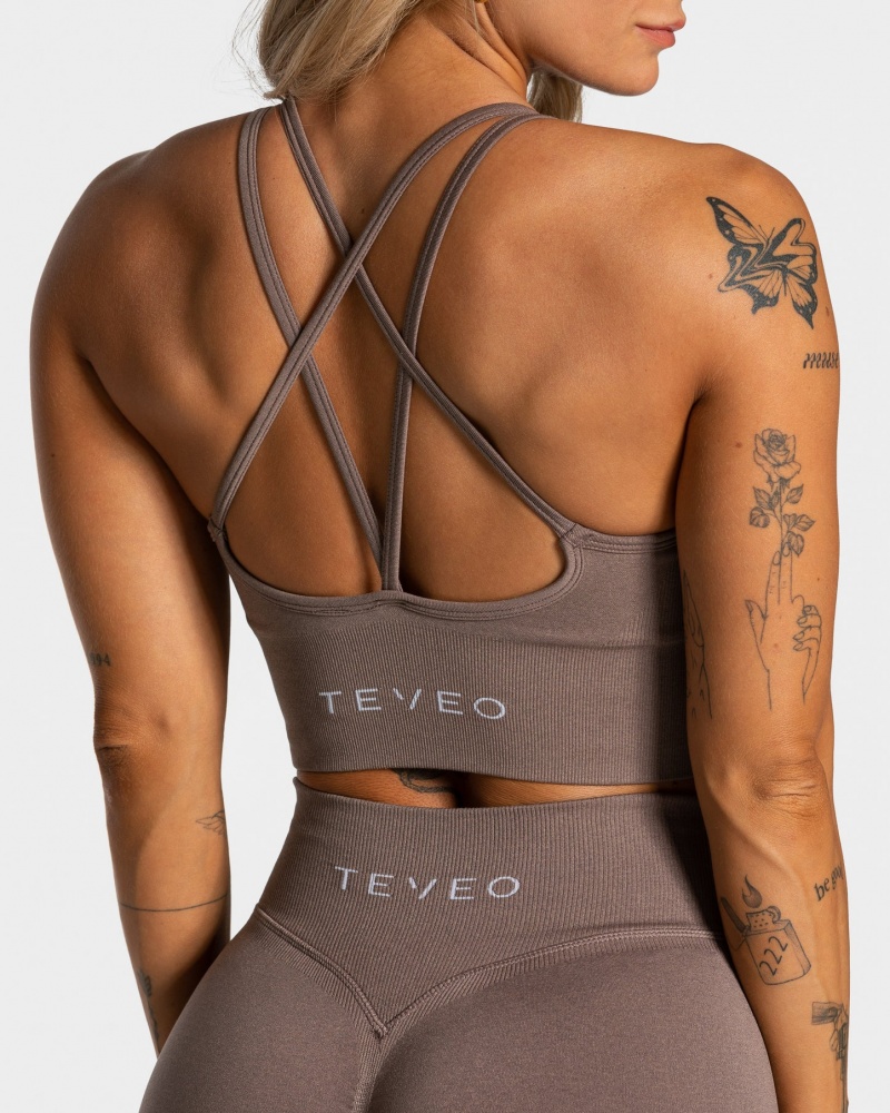 Women's Teveo Statement Sports Bra Coffee | USA-8150GBJHF