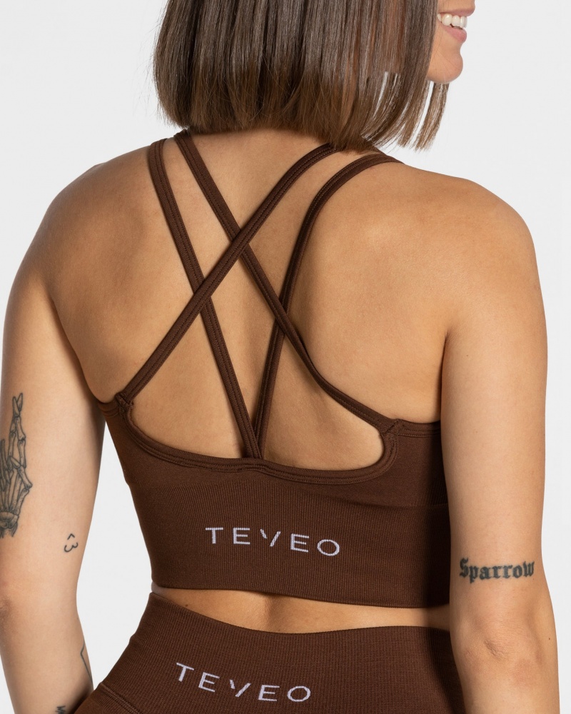 Women's Teveo Statement Sports Bra Coffee | USA-5219WAQKS