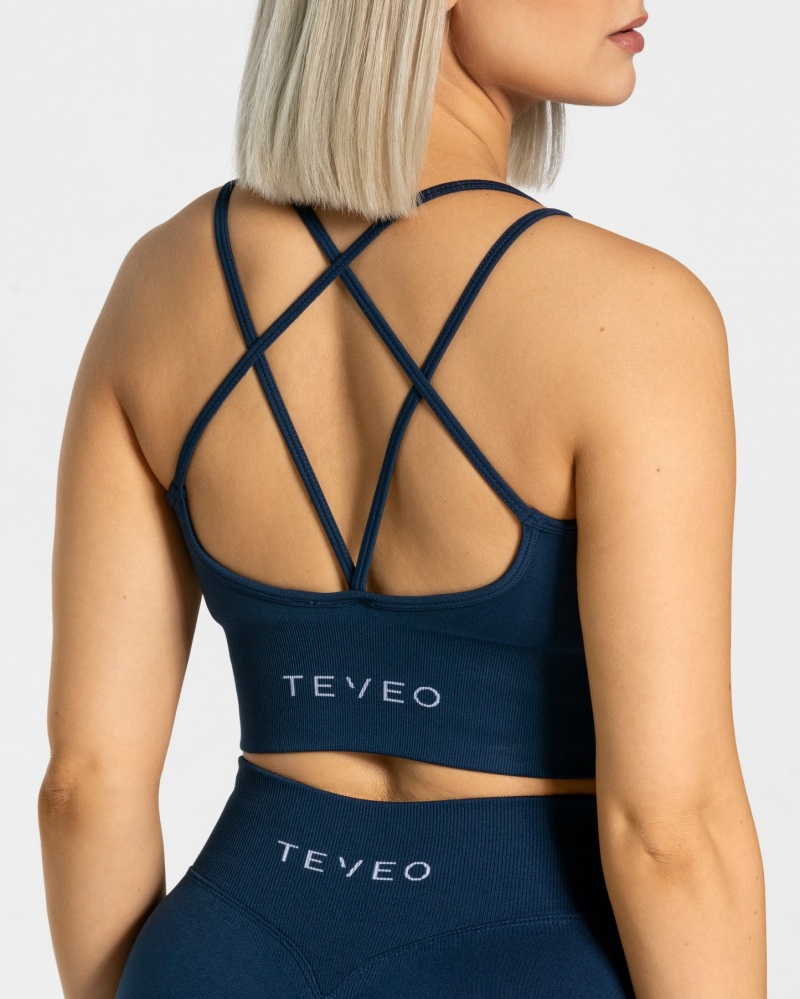 Women's Teveo Statement Sports Bra Dark Blue | USA-2836ERYHK