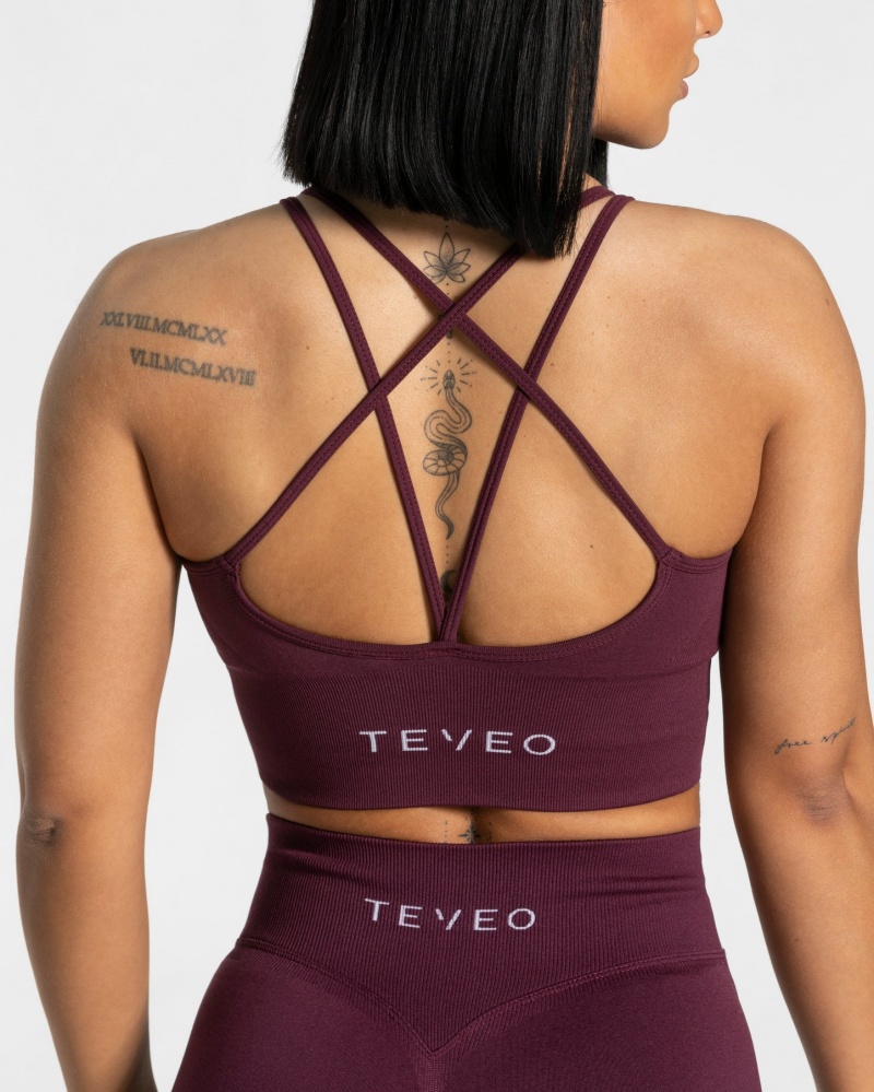 Women's Teveo Statement Sports Bra Dark Purple | USA-4362SMNUY