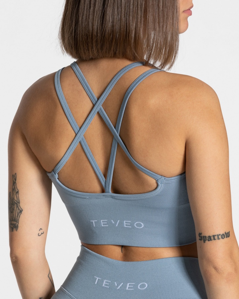 Women's Teveo Statement Sports Bra Grey Blue | USA-6108FWAIN