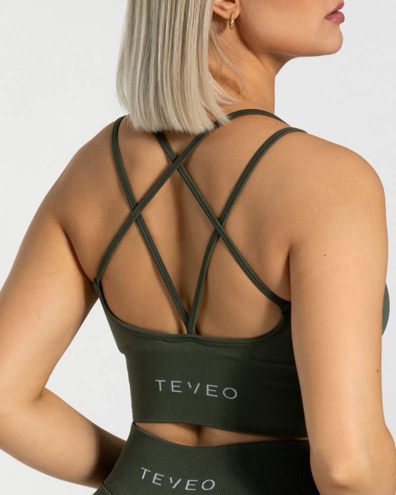 Women's Teveo Statement Sports Bra Khaki | USA-3986KIPSE