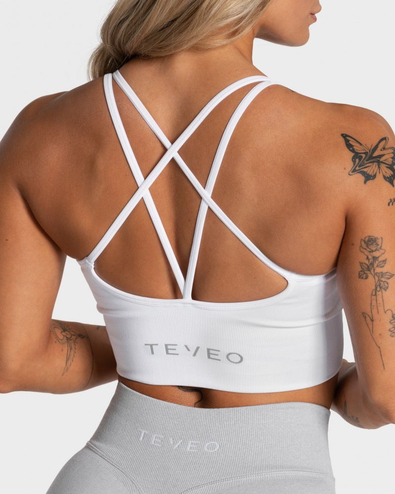 Women's Teveo Statement Sports Bra White | USA-1583QBRGV