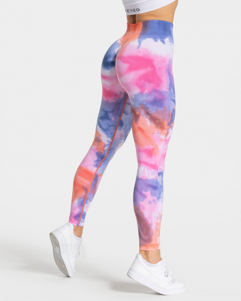 Women's Teveo Tie Dye Scrunch Leggings Multicolor | USA-6035JRYKS