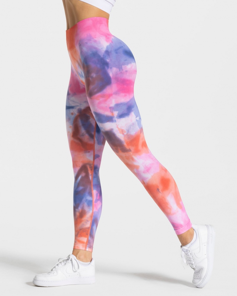 Women\'s Teveo Tie Dye Scrunch Leggings Multicolor | USA-6035JRYKS