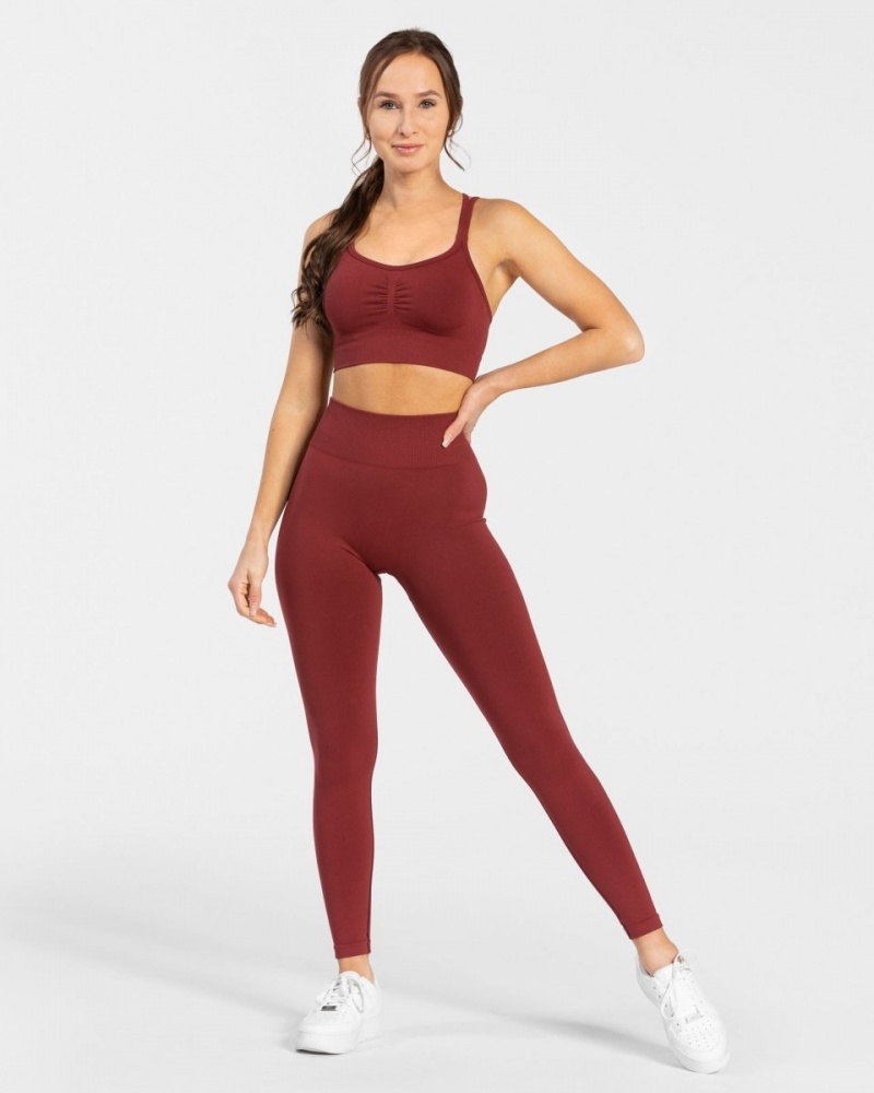 Women's Teveo Timeless Scrunch Leggings Burgundy | USA-1075PHIDG