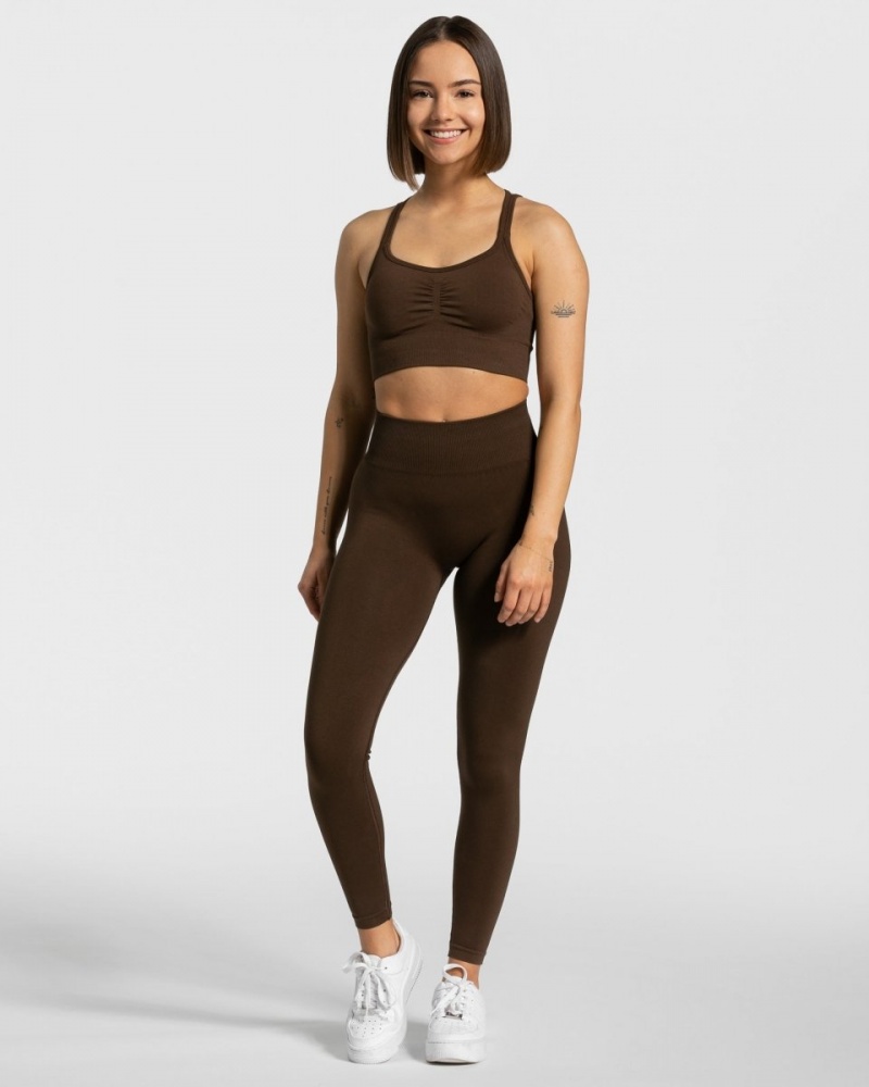 Women's Teveo Timeless Scrunch Leggings Dark Brown | USA-7421CJBUD