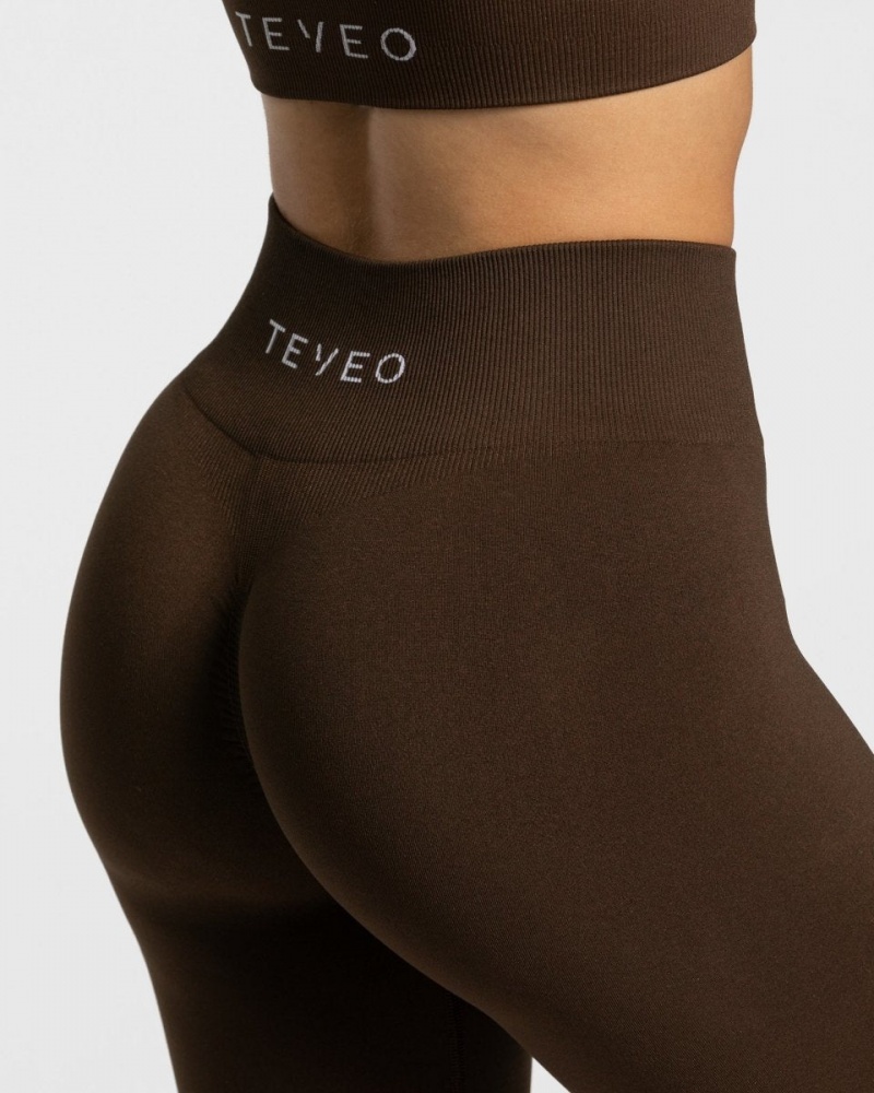 Women's Teveo Timeless Scrunch Leggings Dark Brown | USA-7421CJBUD