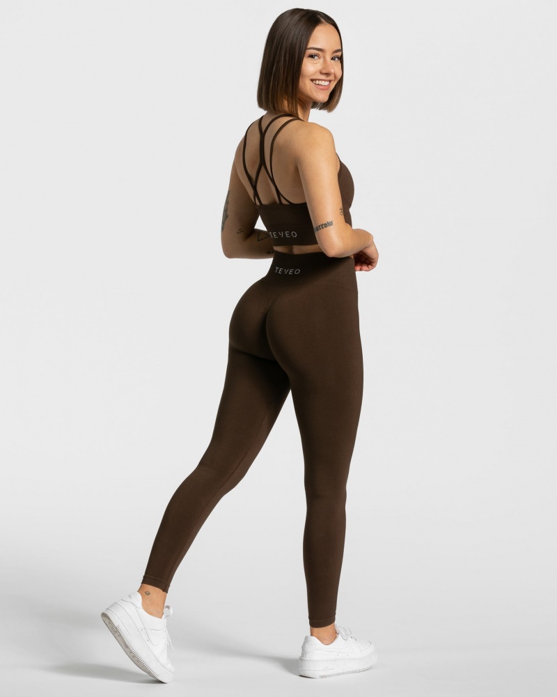 Women's Teveo Timeless Scrunch Leggings Dark Brown | USA-7421CJBUD