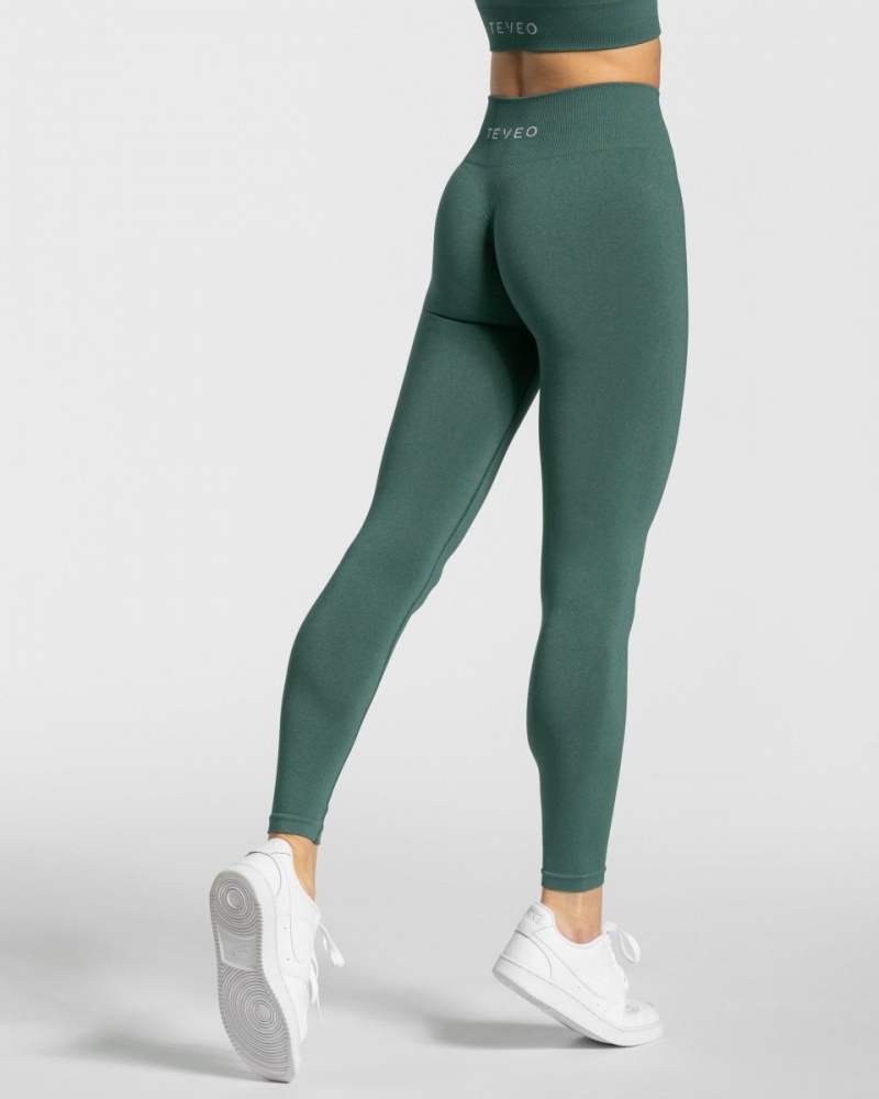 Women's Teveo Timeless Scrunch Leggings Dark Green | USA-5804DLYKI