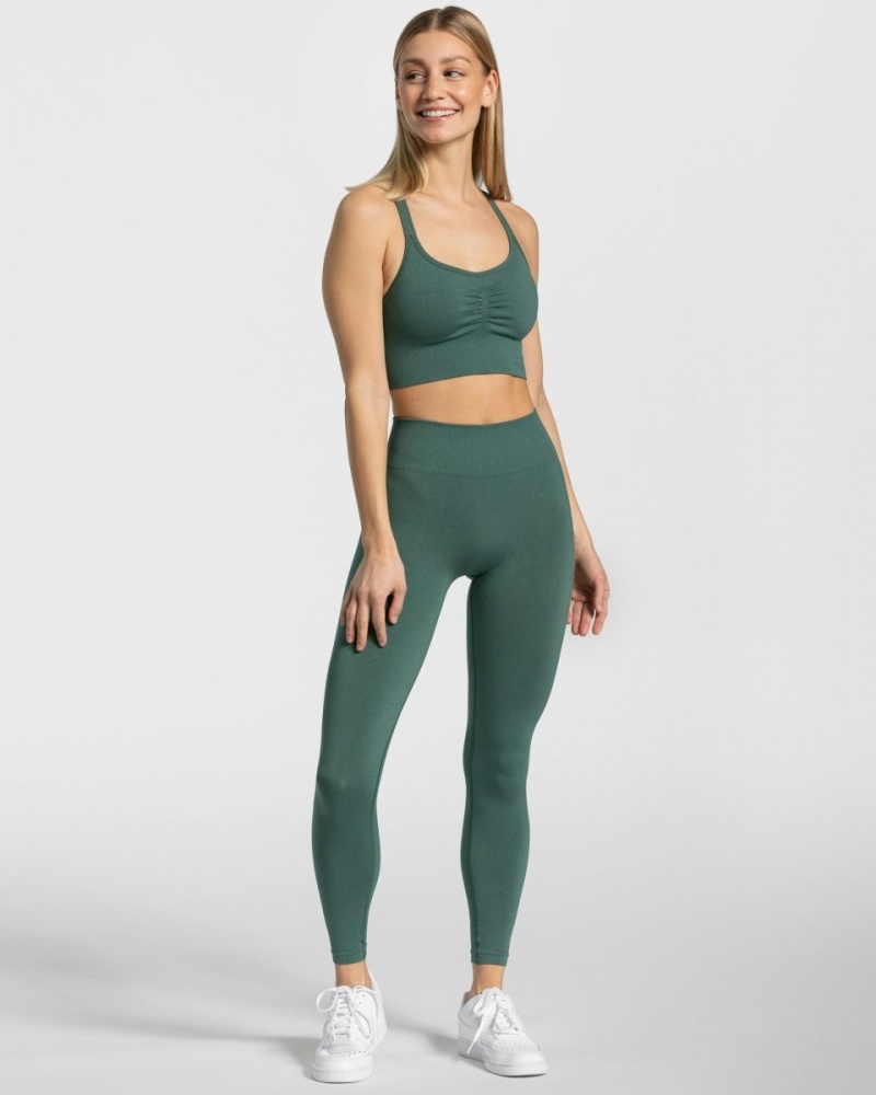 Women's Teveo Timeless Scrunch Leggings Dark Green | USA-5804DLYKI