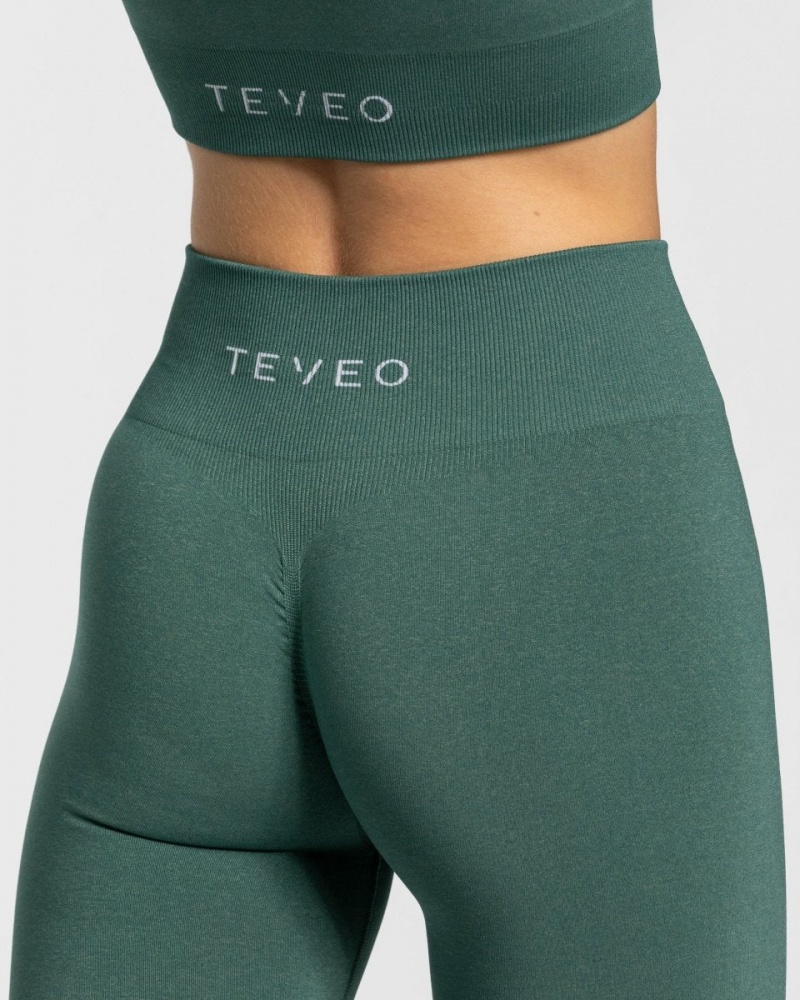 Women's Teveo Timeless Scrunch Leggings Dark Green | USA-5804DLYKI