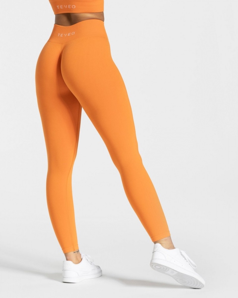 Women's Teveo Timeless Scrunch Leggings Orange | USA-5274AWJIN