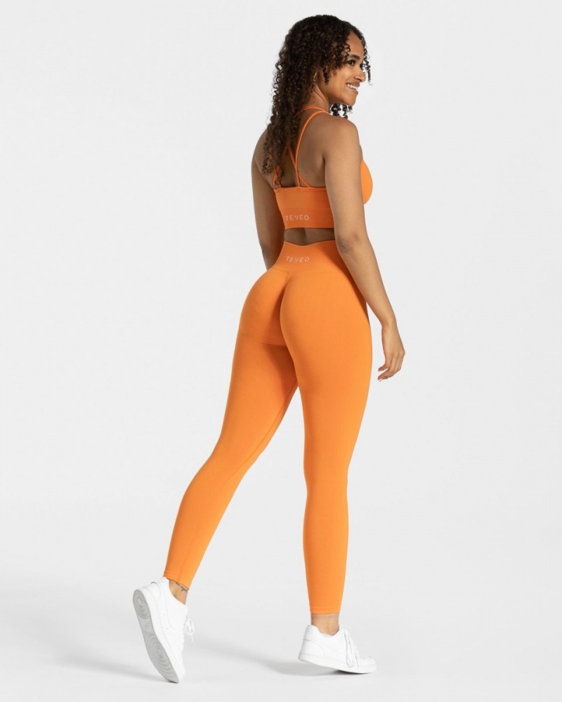 Women's Teveo Timeless Scrunch Leggings Orange | USA-5274AWJIN