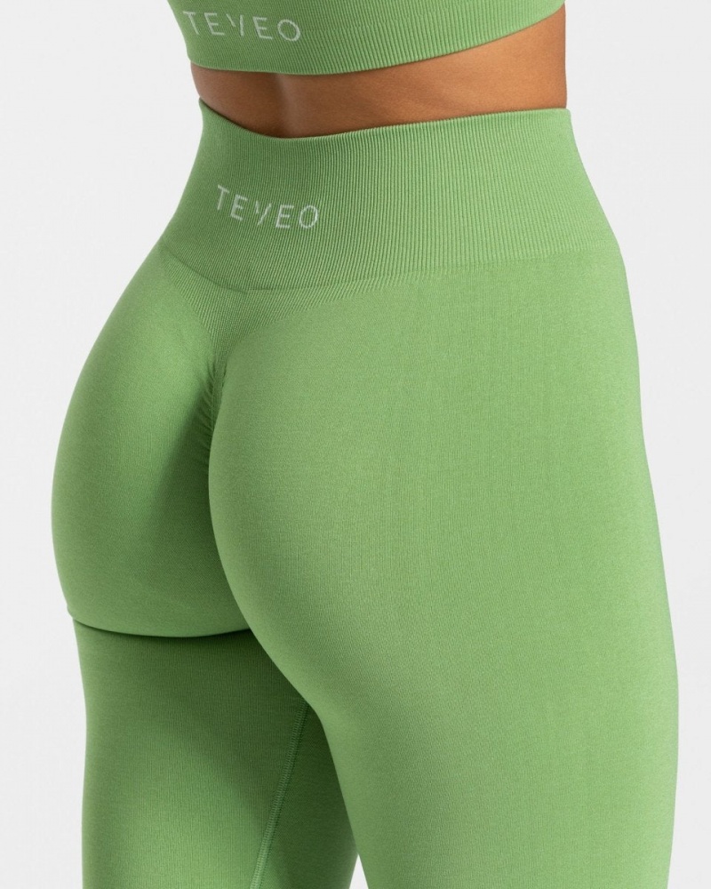 Women's Teveo Timeless Scrunch Leggings Olive | USA-7925KMZIJ