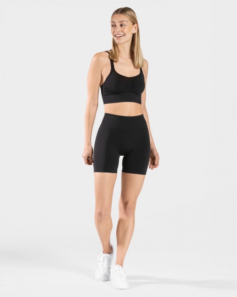 Women's Teveo Timeless Scrunch Shorts Black | USA-5681FGOHX