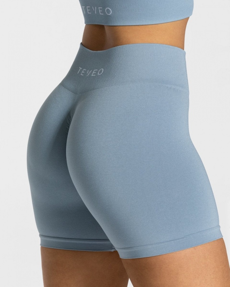 Women's Teveo Timeless Scrunch Shorts Grey Blue | USA-6218IEPKU