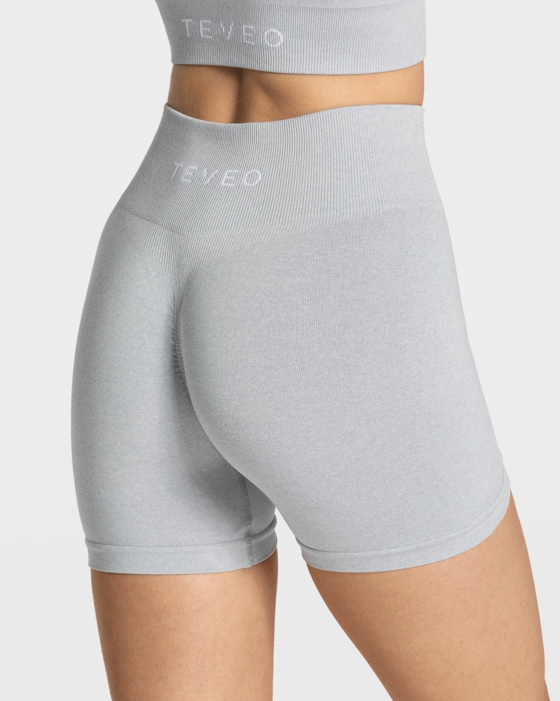 Women's Teveo Timeless Scrunch Shorts Light Grey | USA-3149VOEIA