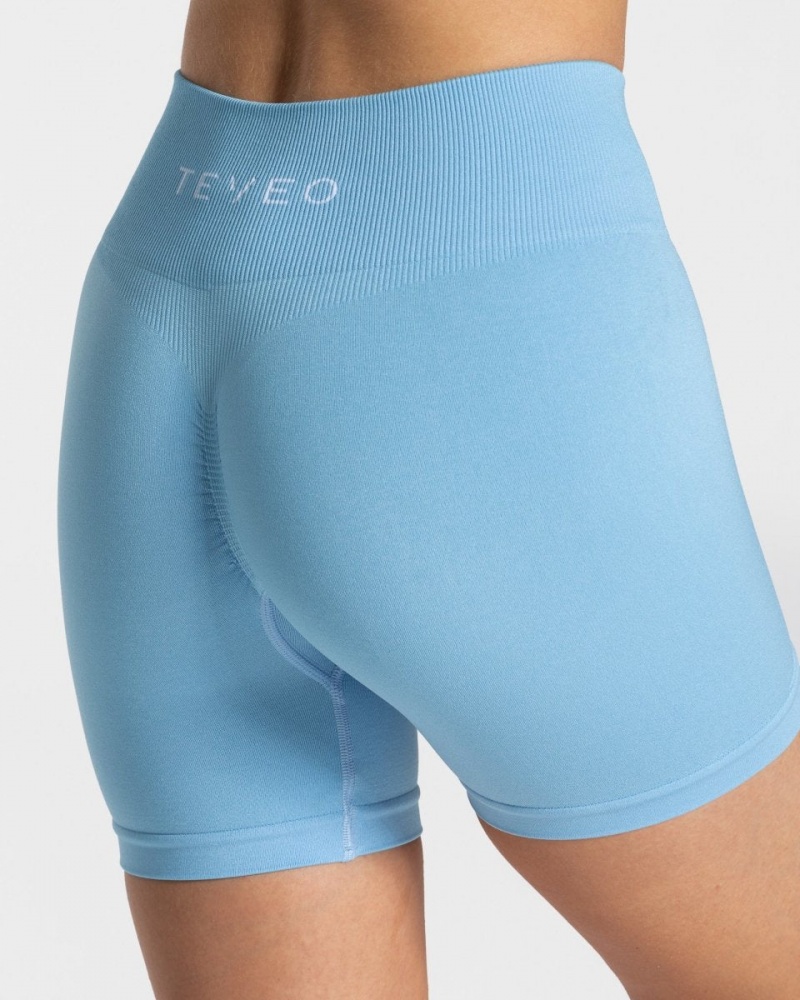 Women's Teveo Timeless Scrunch Shorts Light Blue | USA-1694QNGDZ