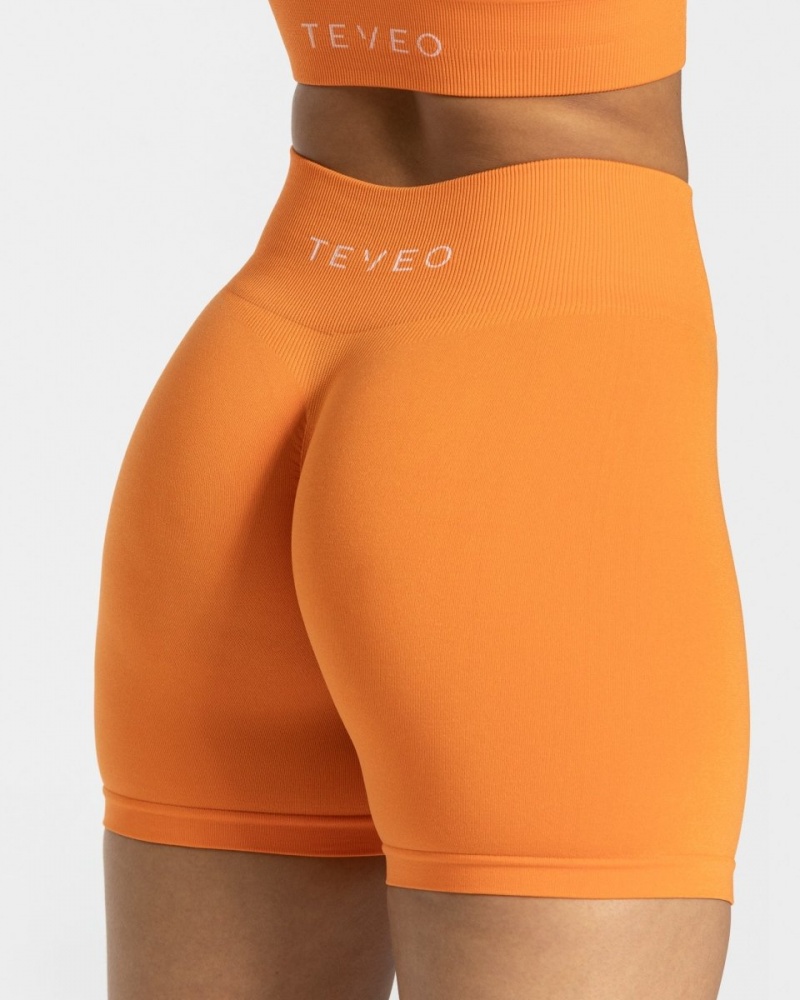 Women's Teveo Timeless Scrunch Shorts Orange | USA-3750HISBP