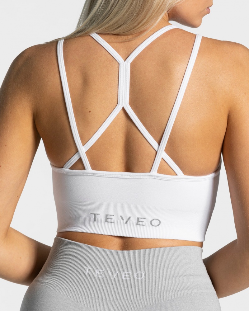 Women's Teveo Timeless Scrunch Sports Bra White | USA-2891XGUBL