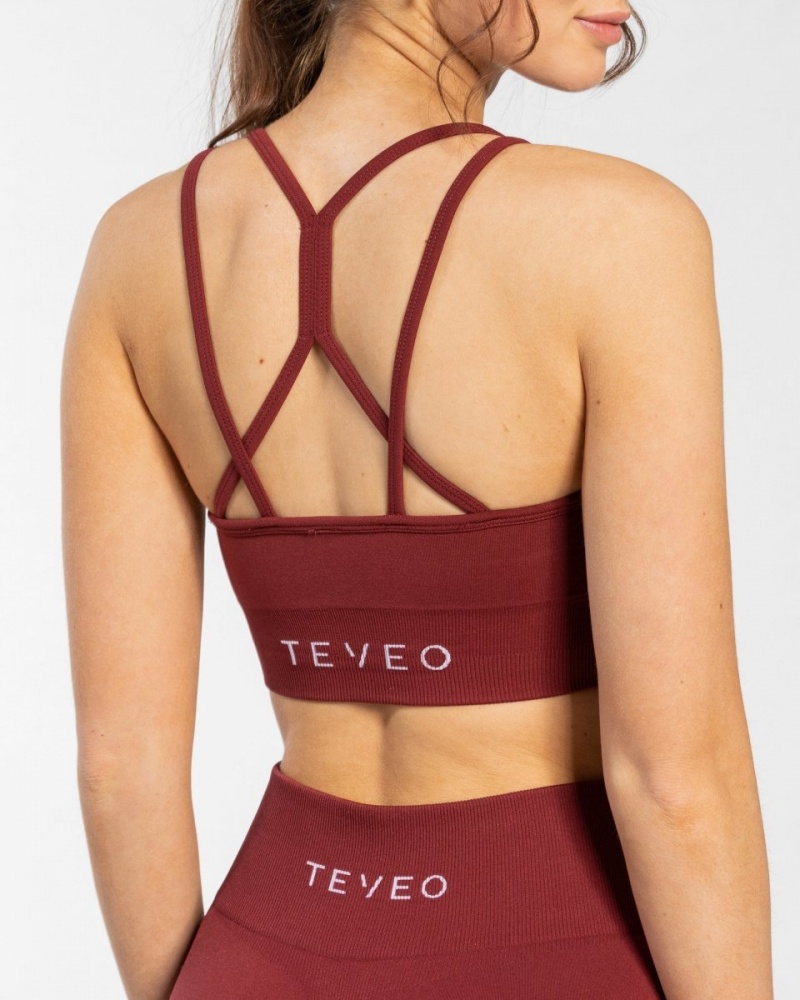 Women's Teveo Timeless Scrunch Sports Bra Burgundy | USA-6471XZMHP